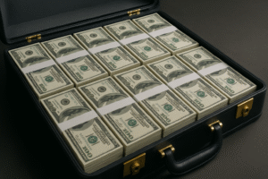 Briefcase with money